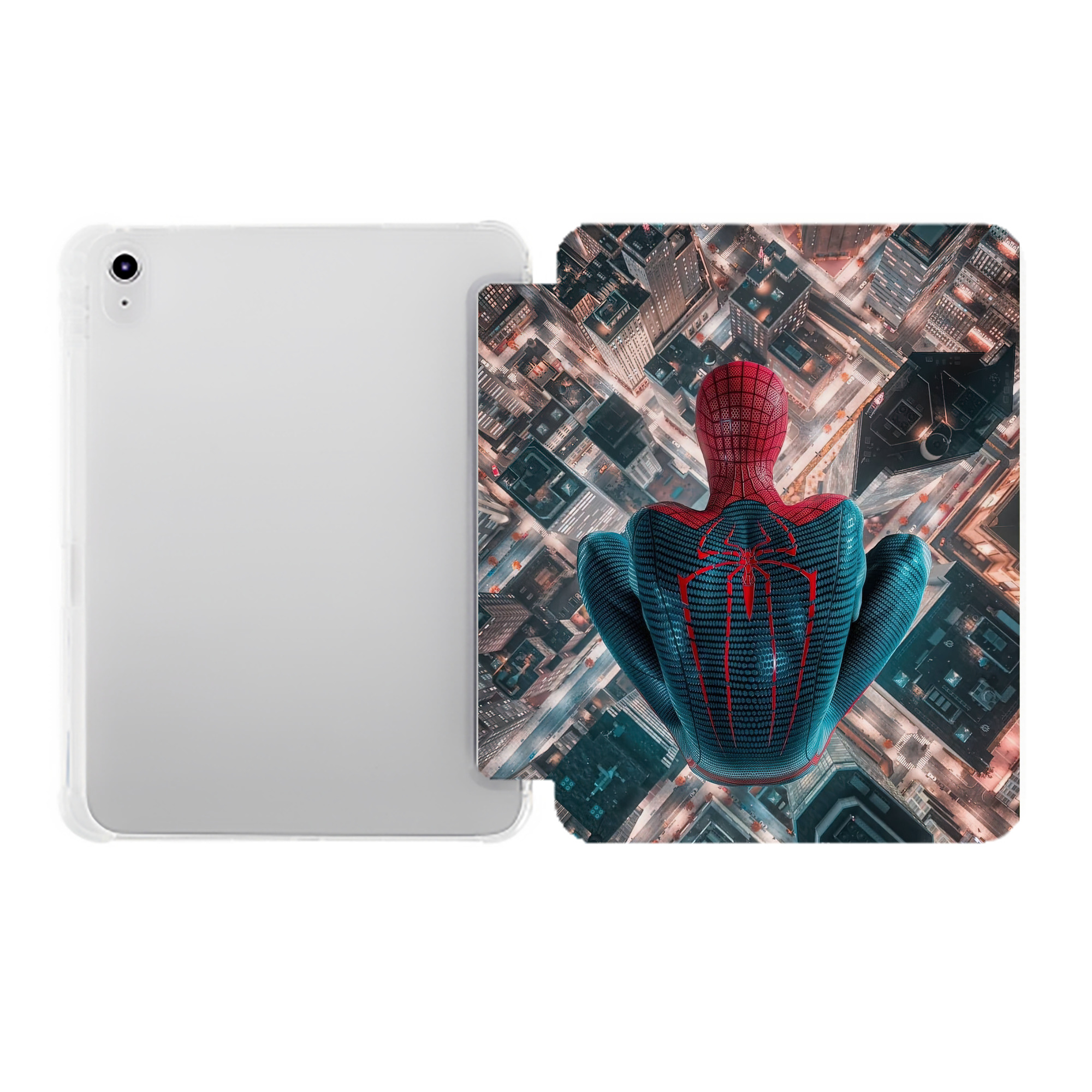 （画像用） Spider Man スパイダーマン IPad ケース ペン収納付き 三つ折りスタンド PUレザー×シリコン 対応機種9.5/10.5/10.9インチ